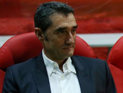 Valverde, en el banquillo de Montilivi.