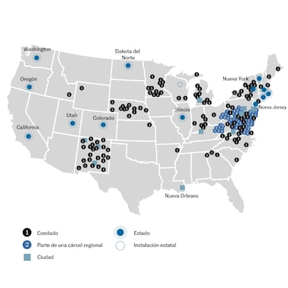 Mapa: Ciudades, Condados y Estados Santuario