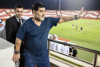 Maradona, este lunes en el estadio del Al-Fujairah, de Dubai.