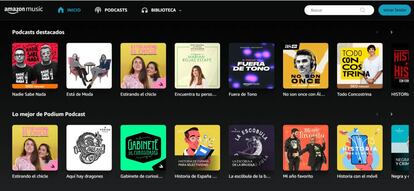 Vista del catálogo de PRISA Audio en Amazon Music