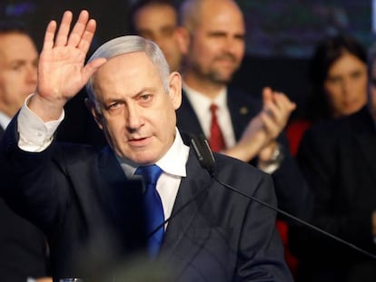 El primer ministro israelí, Benjamín Netanyahu, el domingo en un acto en Tel Aviv.