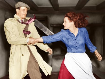 Fotograma de El hombre tranquilo, con John Wayne y Maureen O'Hara.