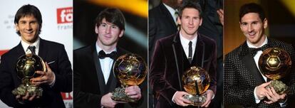 Messi, con sus cuatro galardones.