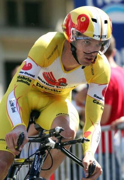 David Millar, durante el prologo de Estrasburgo.