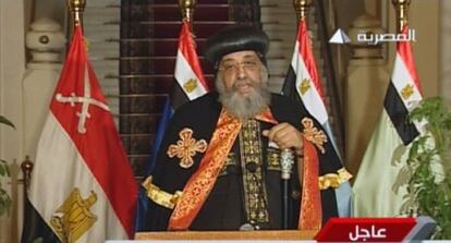 Tawadros II, durante una declaración televisada, el pasado día 3.