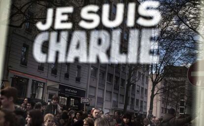 Manifestación en París el domingo en apoyo de 'Charlie Hebdo'.