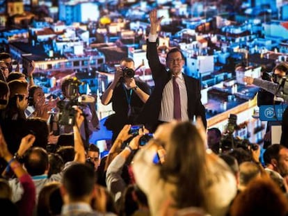 Mariano Rajoy em um comício do PP.