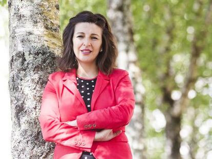 Yolanda Díaz, en los jardines del Parlamento