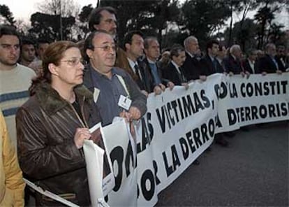 Cabeza de la marcha. En primer trmino, familiares de dos fallecidos.