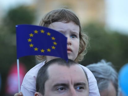 Manifestación proeuropea en Bucarest.