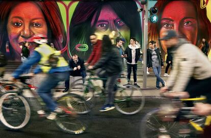 Manifestación reivindicando el uso de la bicicleta en Madrid.