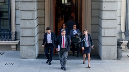 El ministro José Luis Escrivá, tras explicar la reforma de las pensiones en el Congreso.