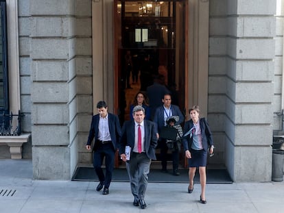 El ministro José Luis Escrivá, tras explicar la reforma de las pensiones en el Congreso.