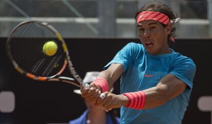 Nadal, durante el partido contra Isner.