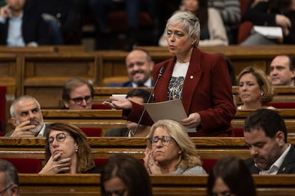 La diputada de Ciudadanos y candidata a la alcaldía de Barcelona, Anna Grau, durante una intervención en el pleno del Parlament.