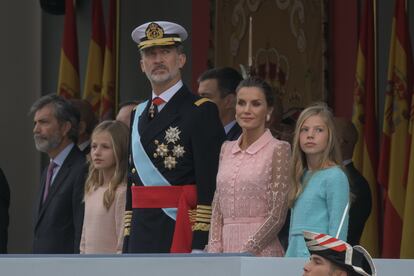 La familia real, en el desfile del 12 de octubre del 2019.