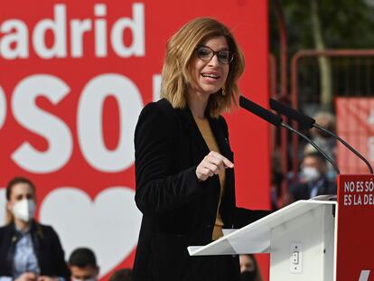 Hana Jalloul, en el cierre de campaña del PSOE en las elecciones de Madrid del 4-M.