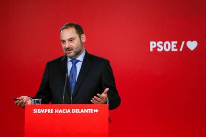 José Luis Ábalos, tras la reunión de la Ejecutiva Federal del PSOE, este lunes.