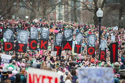 Participantes en la manifestación celebrada en la ciudad de Boston.