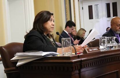 Norma Torres durante una intervención en el congreso de EE.UU.