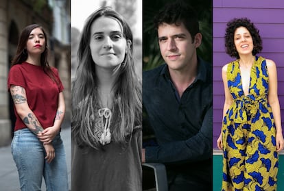 De izquierda a derecha, los poetas Luna Miguel, Alba Flores Robla, David Leo Garcia y Berta García Faet.