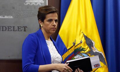 La ministra del Interior de Ecuador, María Paula Romo, este jueves.