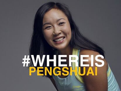 Imagen de la tenista Peng Shuai con el 'hashtag' difundido en las redes sociales. 