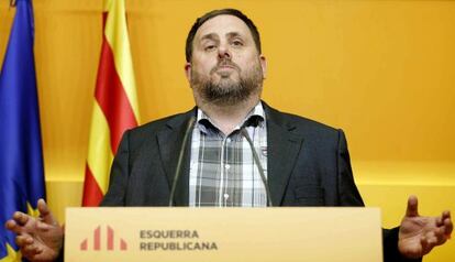 Oriol Junqueras, durant la roda de premsa.
