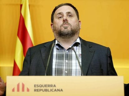 Oriol Junqueras, durant la roda de premsa.