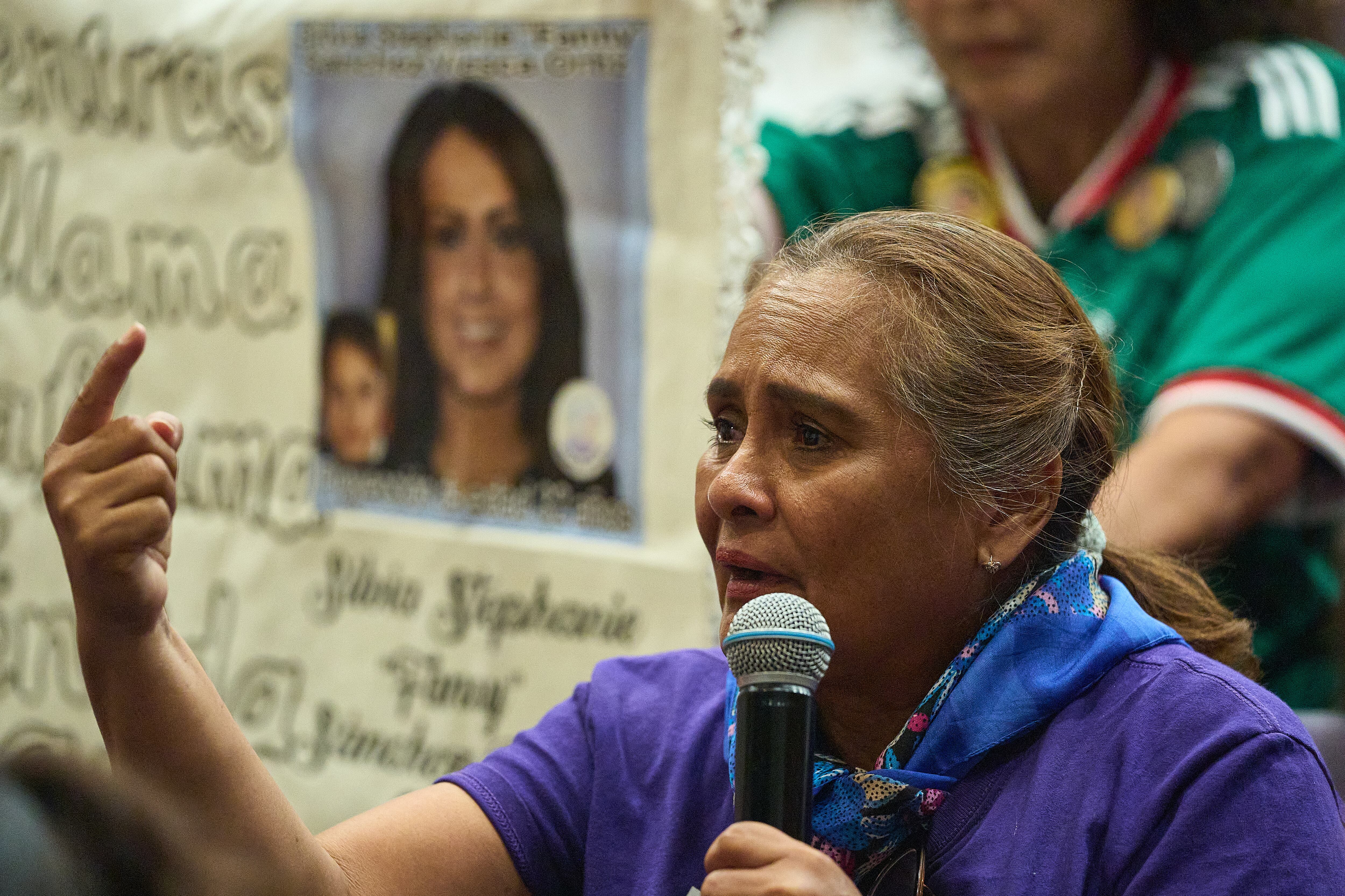 Silvia Ortíz, de Coahuila, durante la conferencia. 