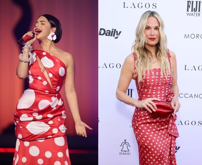 Angela Aguilar en los Premios Latino y Molly Sims durante la última edición de los Annual Fashion Los Angeles Awards.