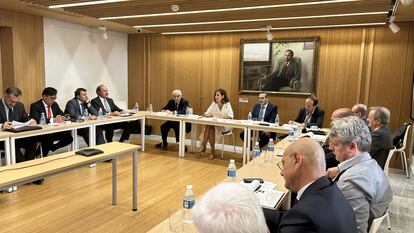 Reunión de la asamblea de constructores de Anci celebrada esta mañana en Madrid.