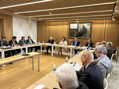 Reunión de la asamblea de constructores de Anci celebrada esta mañana en Madrid.