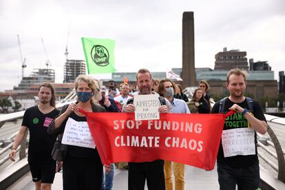 Imagen de una protesta de los activistas climáticos de Extinction Rebellion en Londres el 2 de septiembre de 2021.