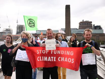 Imagen de una protesta de los activistas climáticos de Extinction Rebellion en Londres el 2 de septiembre de 2021.