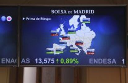 Comparativa de las primas de riesgo europeas en la Bolsa de Madrid.