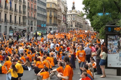 Manifestación en Madrid de la Federación de Jóvenes Investigadores Precarios para el reconocimiento social de su labor profesional.