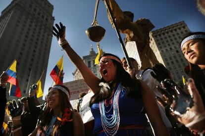 Manifestantes protestaron el pasado 15 de octubre frente al tribunal neoyorquino encargado del caso por lo que consideran “una injusticia y una infamia” dirigida contra personas cuyo “único delito es haber alzado la voz y haber luchado por sus derechos”.