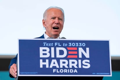 Biden, durante seu discurso em Miramar, Flórida, nesta terça-feira.