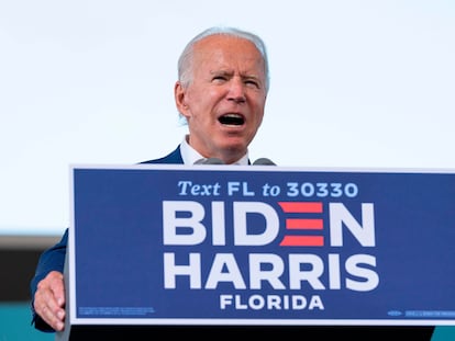 Biden, durante seu discurso em Miramar, Flórida, nesta terça-feira.