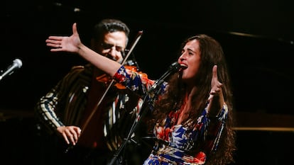 La cantante Silvia Pérez Cruz, durante su actuación este domingo en el Festival de Jazz de San Sebastián.