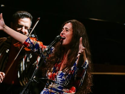 La cantante Silvia Pérez Cruz, durante su actuación este domingo en el Festival de Jazz de San Sebastián.