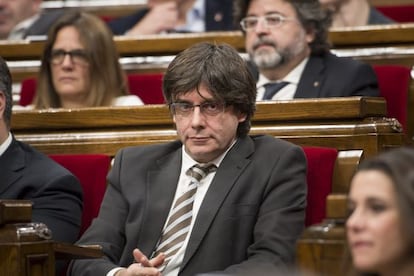 Puigdemont durante el debate. 
