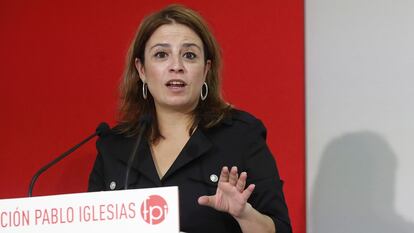 La vicesecretaria general del PSOE, Adriana Lastra, en un acto en Madrid el viernes.
