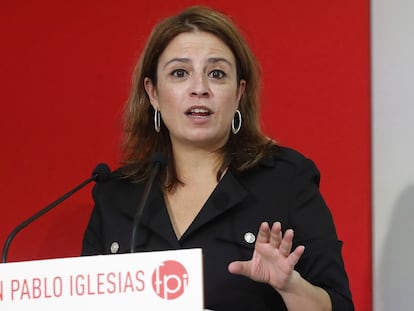 La vicesecretaria general del PSOE, Adriana Lastra, en un acto en Madrid el viernes.