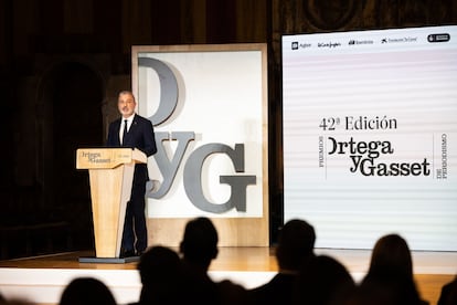 El alcalde de Barcelona, Jaume Collboni, interviene en la entrega de los premios Ortega y Gasset.