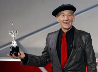 El actor británico Ian McKellen, tras recibir el Premio Donostia por toda su carrera.