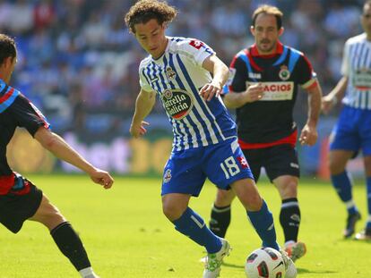 Andrés Guardado, en el partido del Deportivo contra el Racing de Santander de la semana pasada.