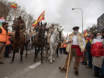 Una escena de la manifestación en defensa del mundo rural, en Madrid, el pasado 20 de marzo.