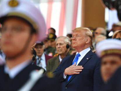 El presidente de EE UU, Donald Trump, este miércoles en Normandía. 